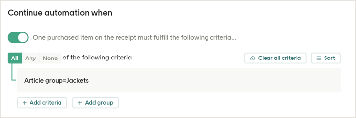 Trigger split conditions