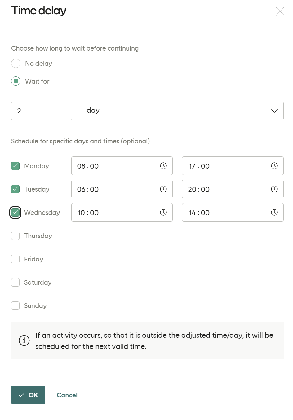 Option 3 time delay screenshot