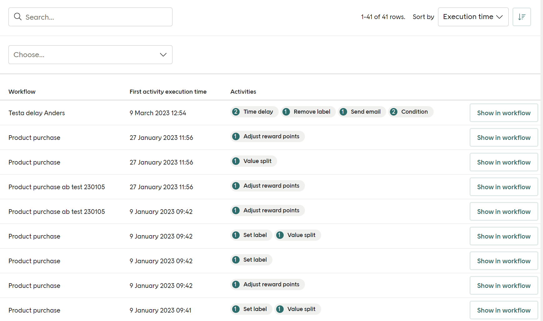 Automation history tab on the contact card