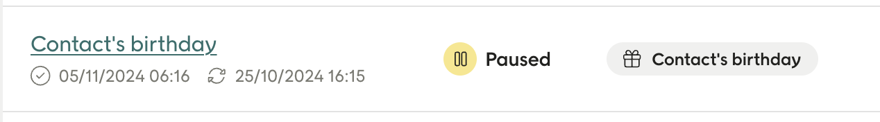 Paused status in the Active automations list