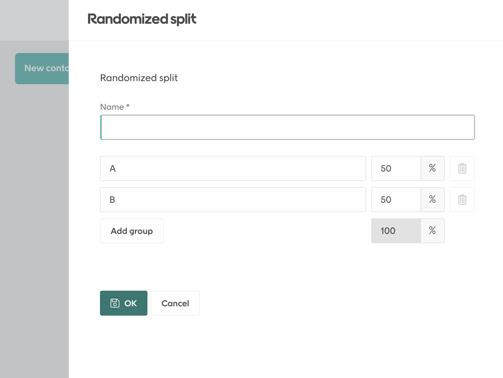 Randomized split dialog