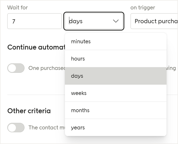 Trigger split settings