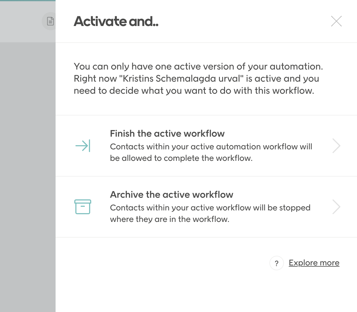 Activate a draft automation screenshot