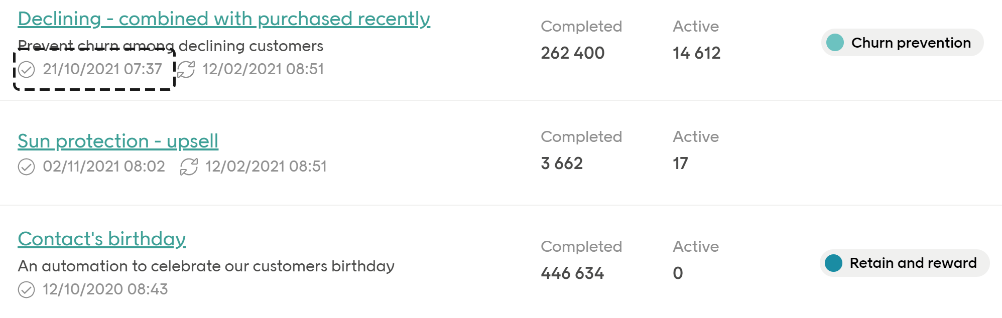 Automation last completed date 