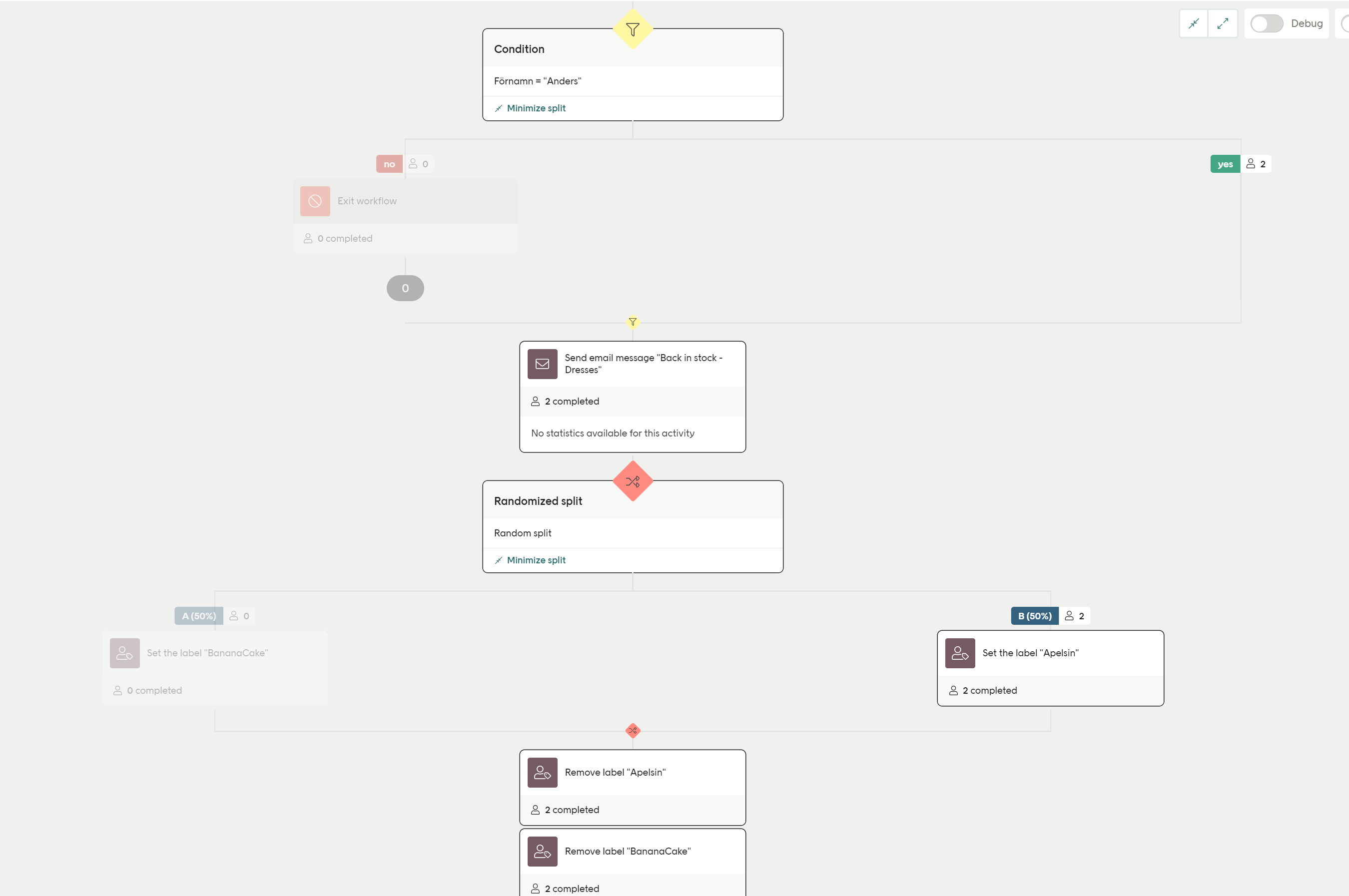 Highlighted path in the workflow