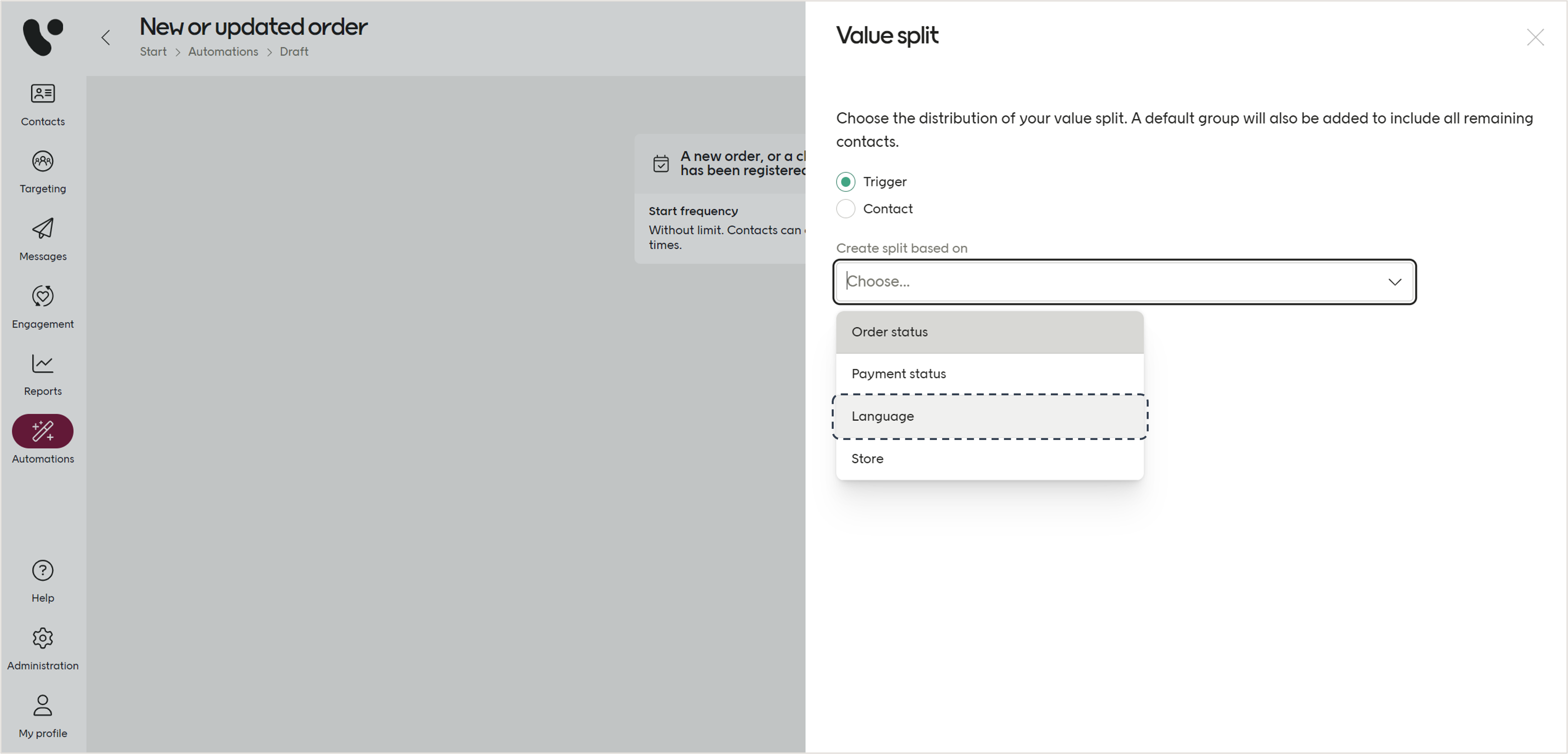 Value split create based on screenshot