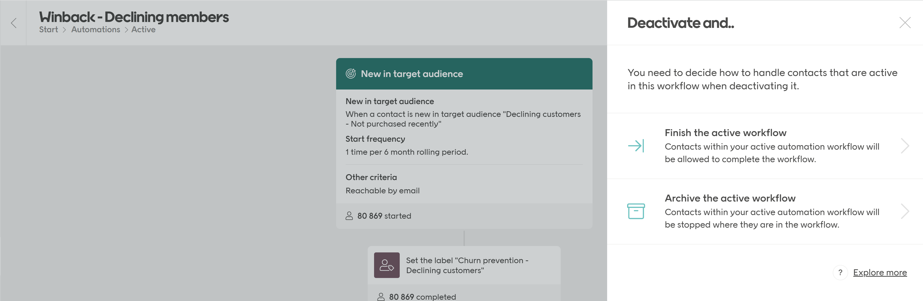 deactivate automation dialog
