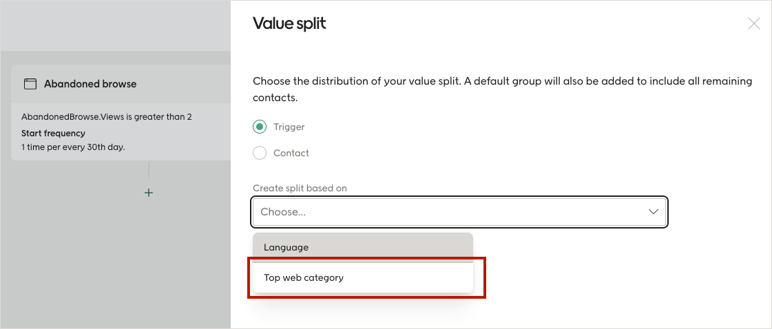 Add a value split based on top web category