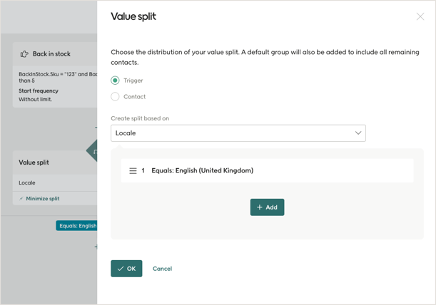 Value split on locale with back in stock