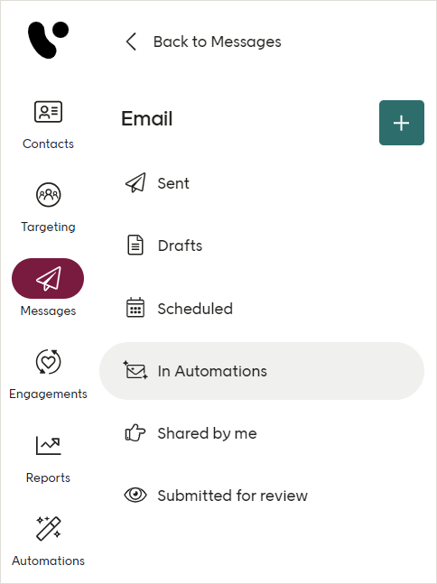 Email in automations menu 