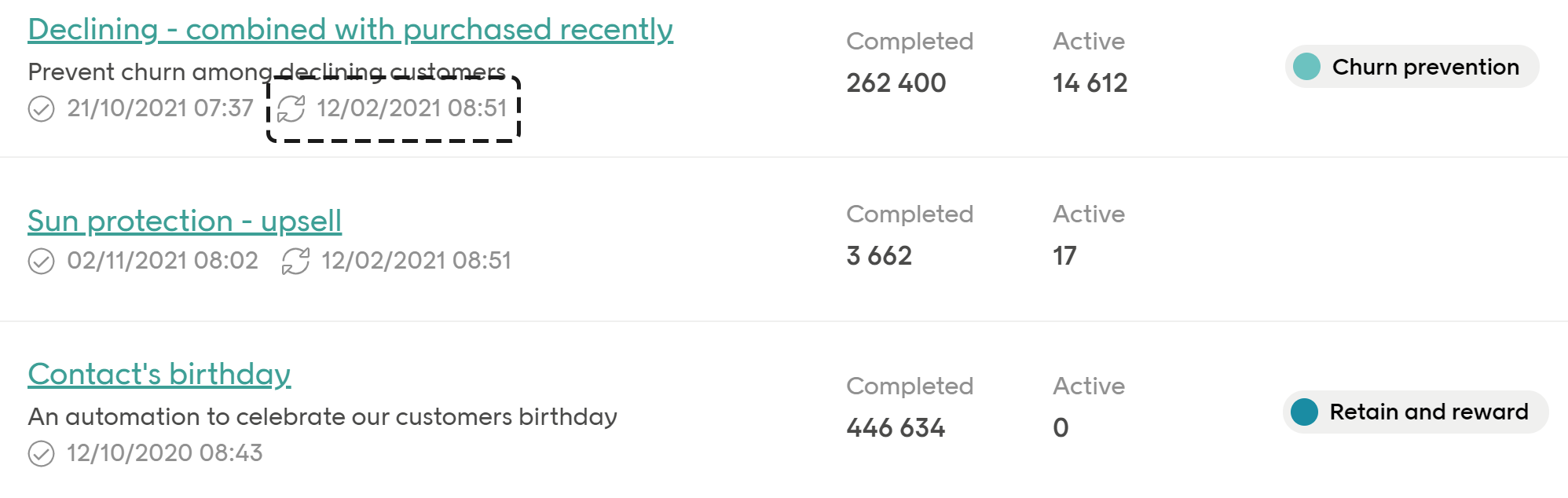 Automation activation date