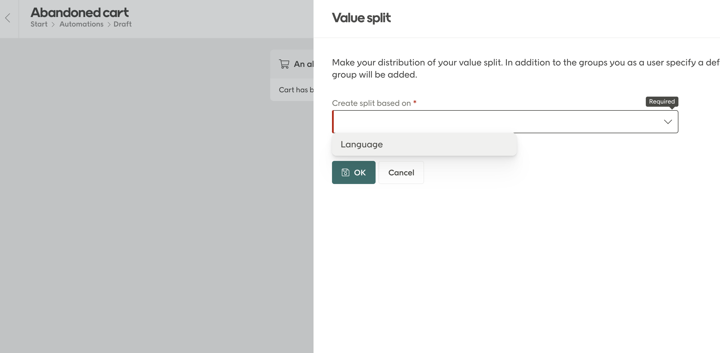 Value split based on language
