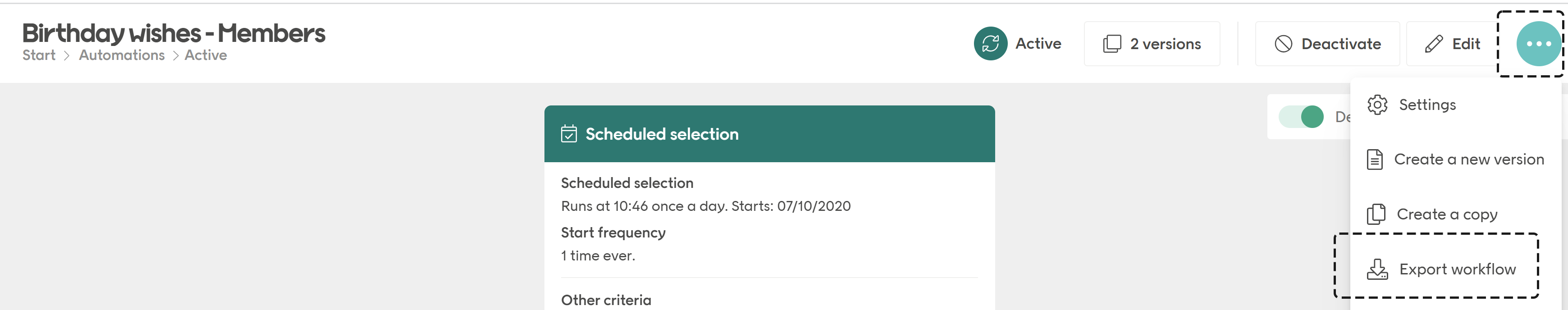 Export workflow example