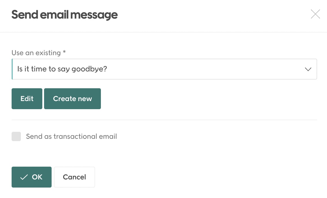 Send an email in the automation dialog