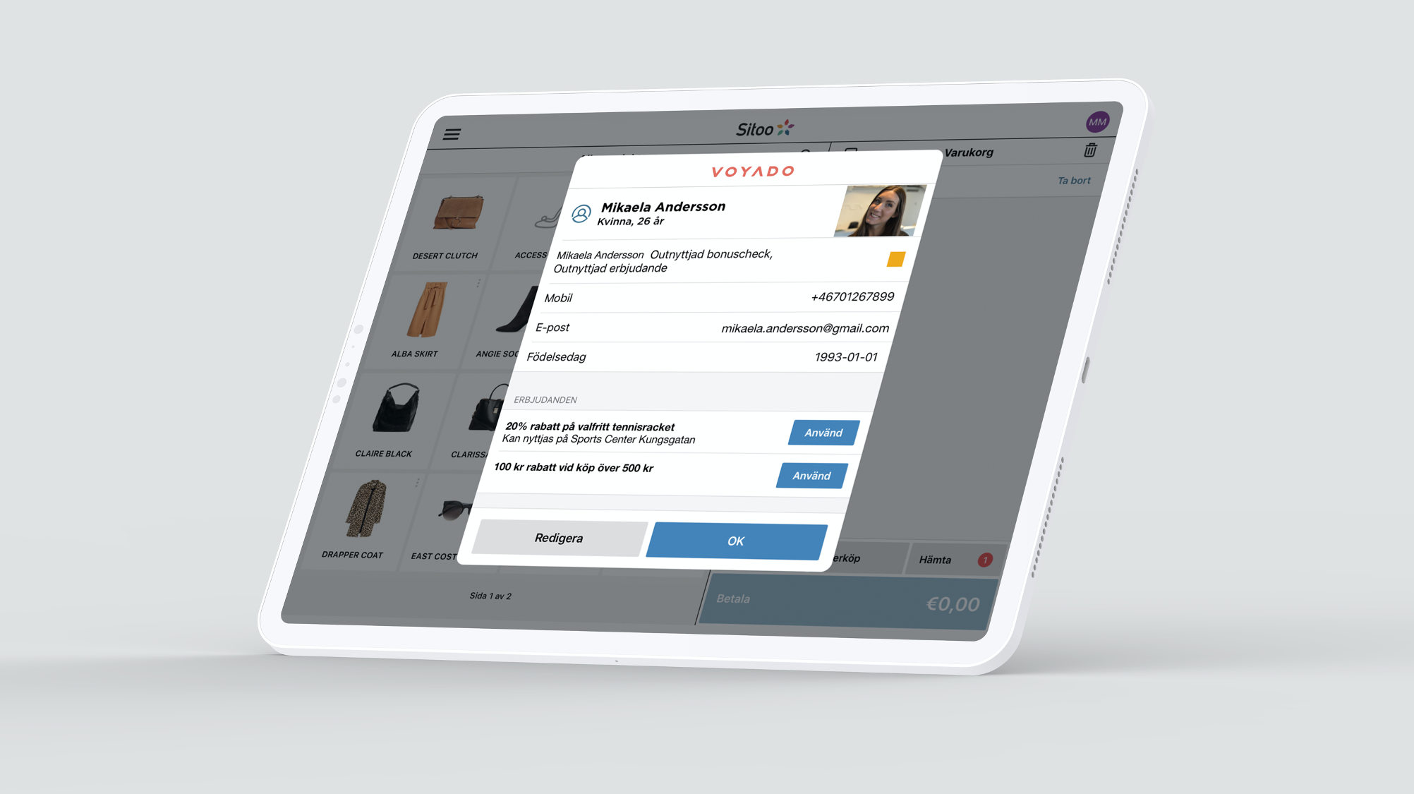 POS registration screen