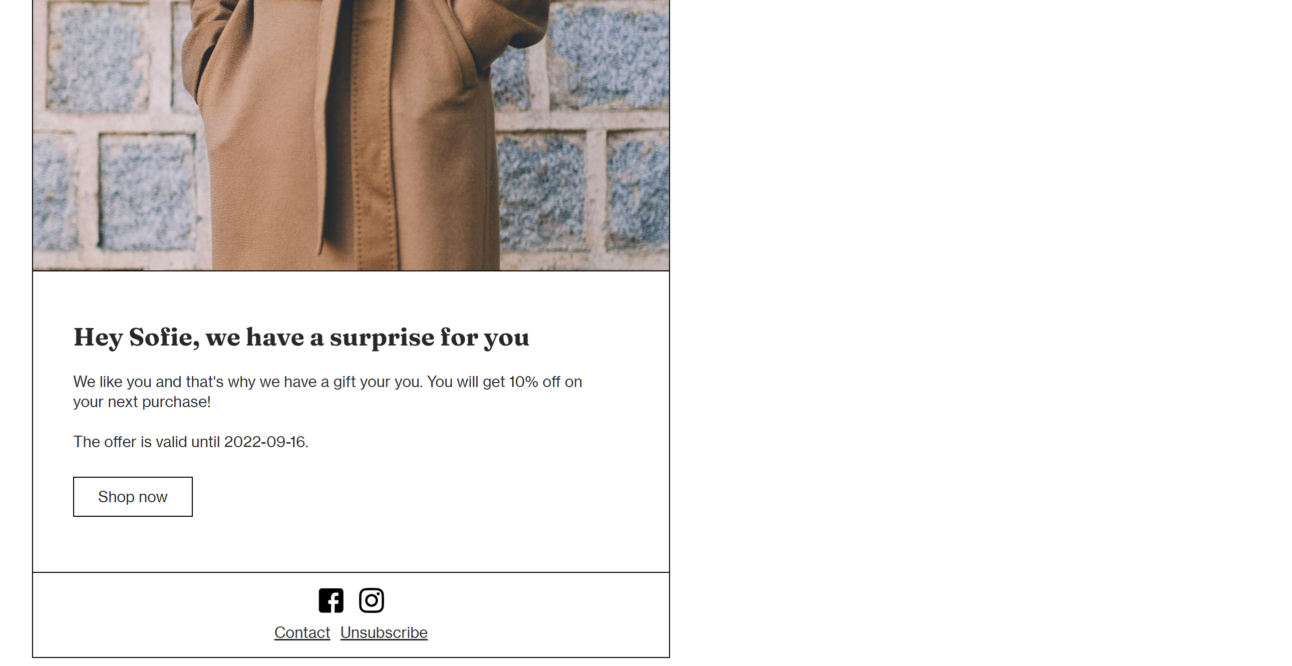 Example of end result for customer