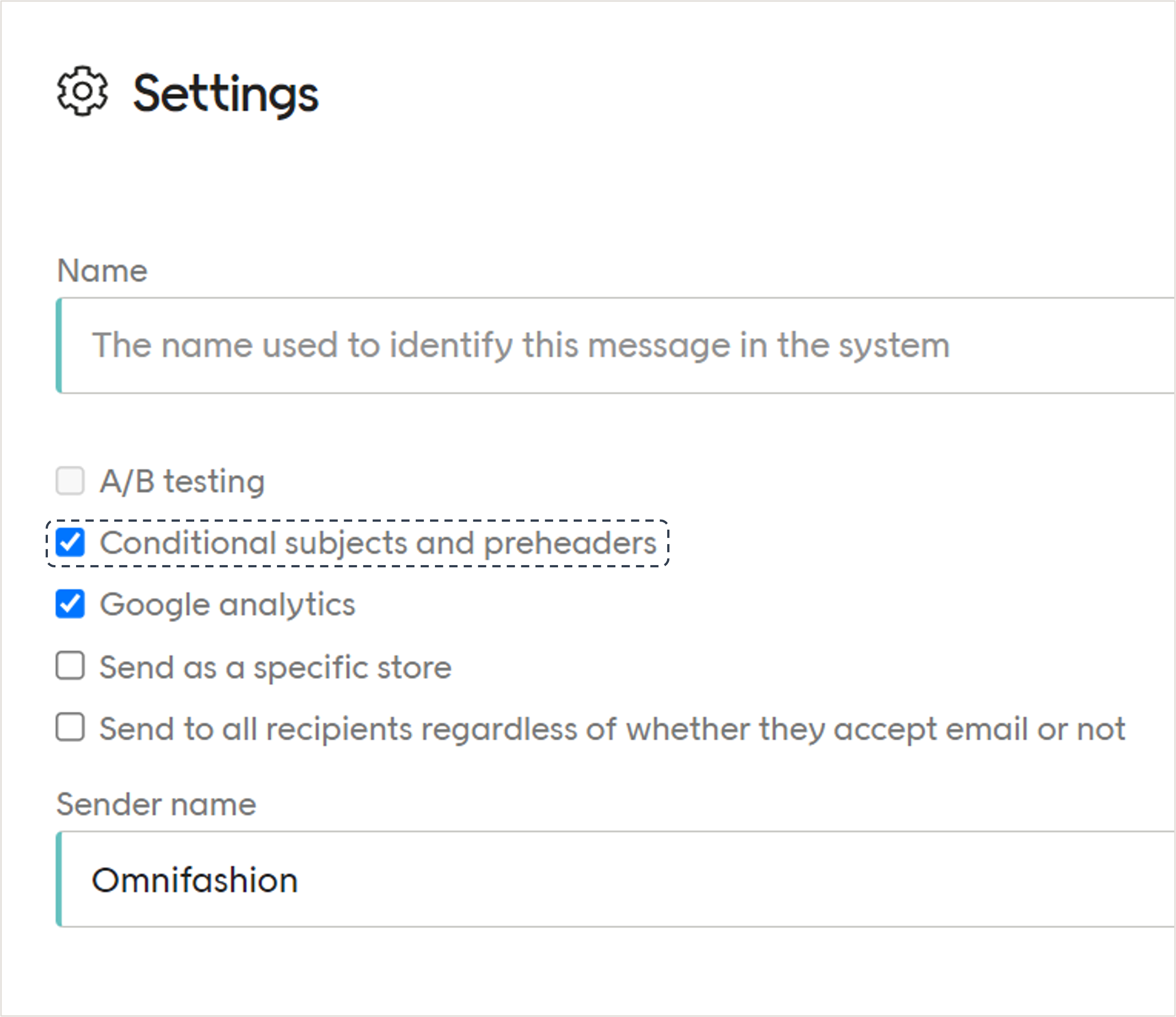 Conditional subject line settings