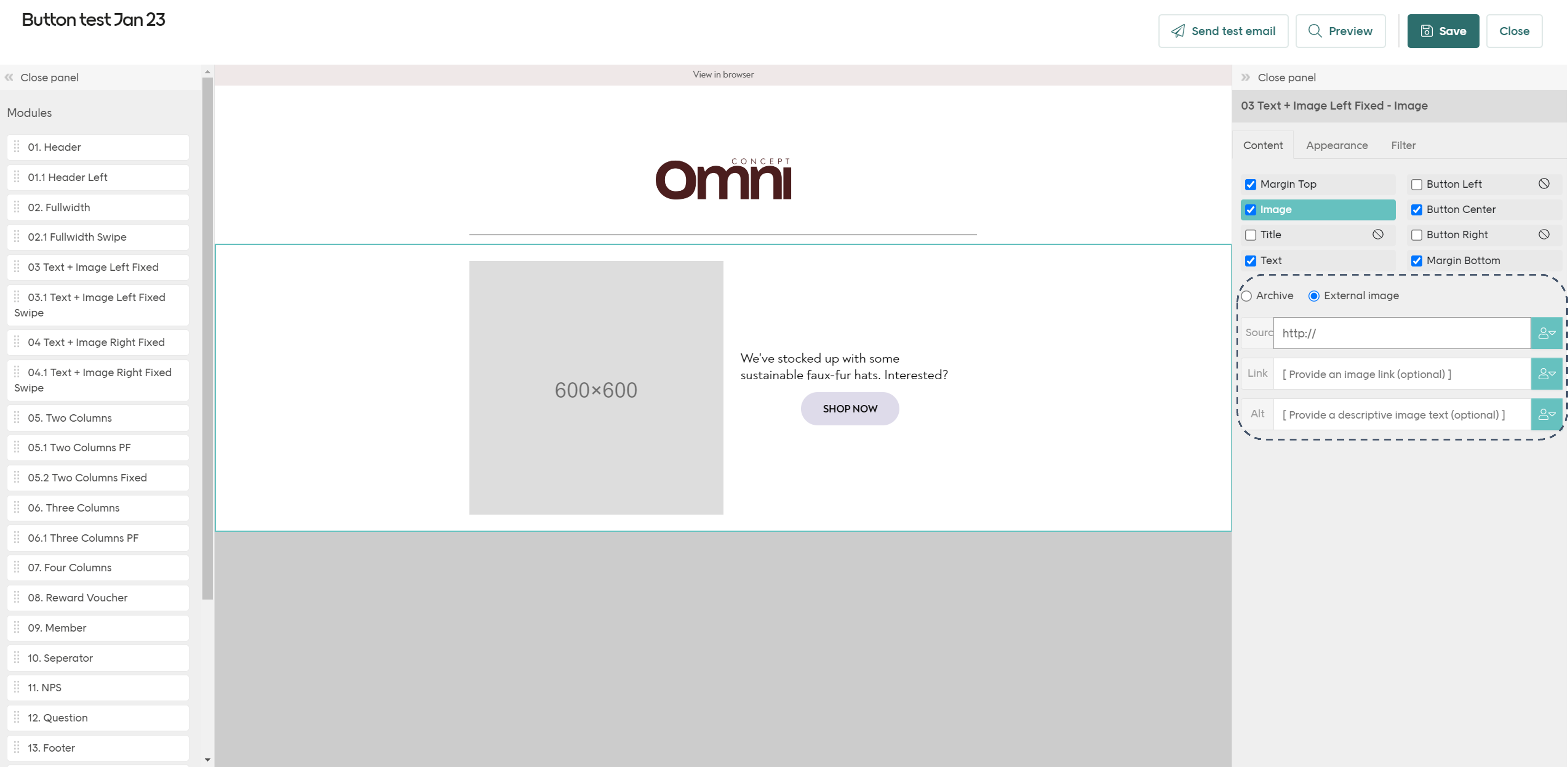 Live feed settings in Engage email