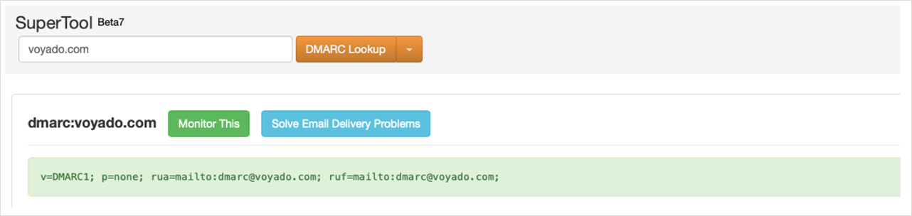 DMARC example screenshot