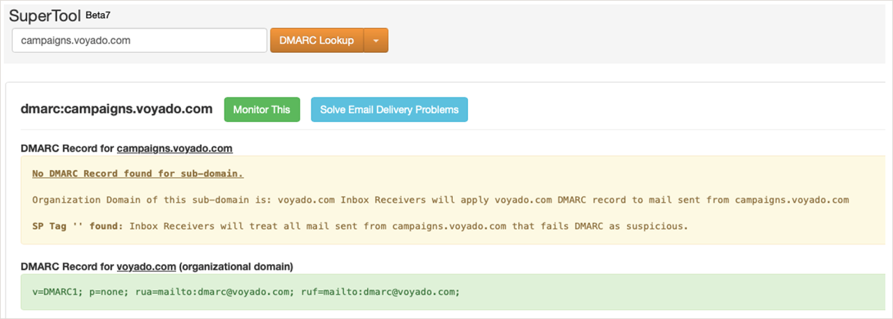 DMARC second example screenshot