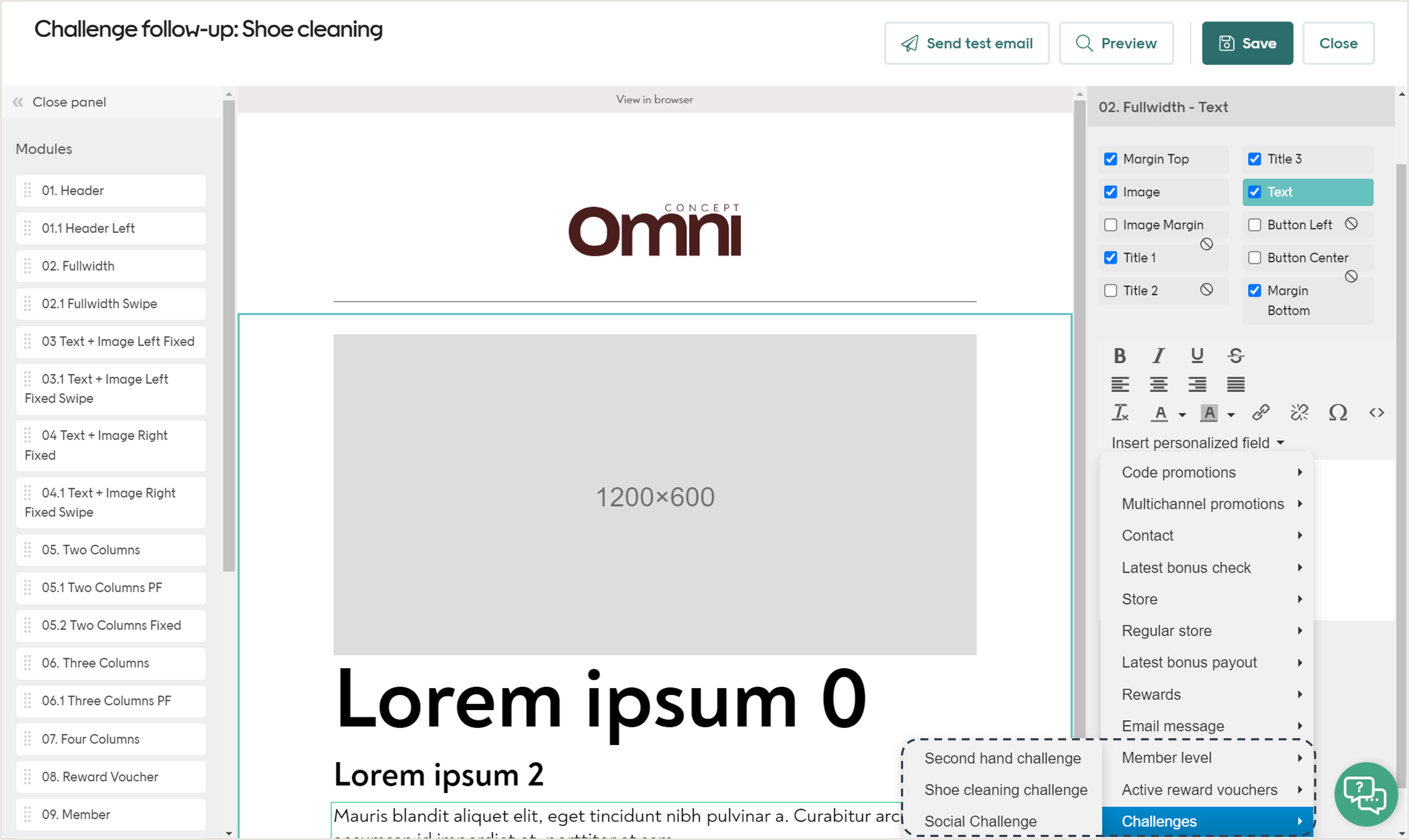 Insert a challenge in personalized fields