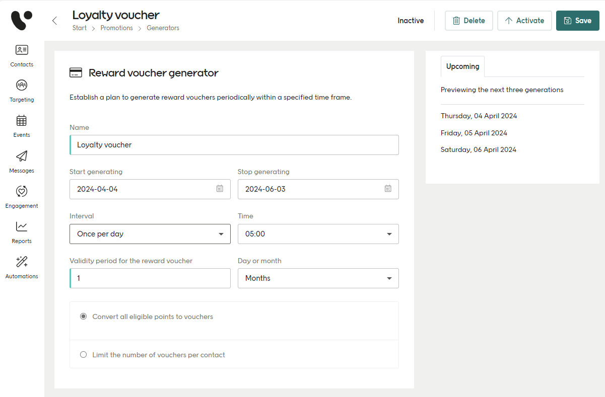 Reward voucher generator