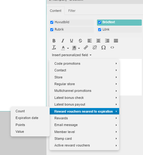 Reward vouchers nearest to expiration in personalized fields
