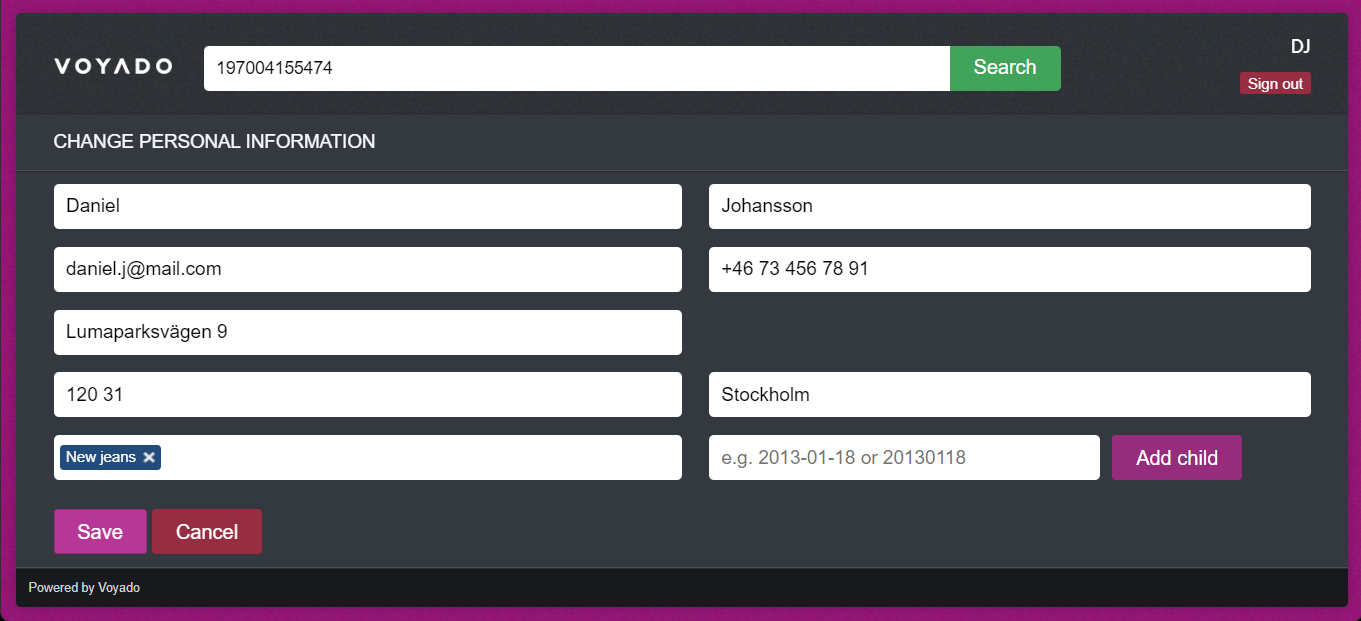 Chane personal information view in POS accelerator