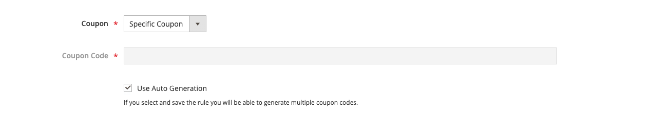 Specific coupon item and Auto Generation box
