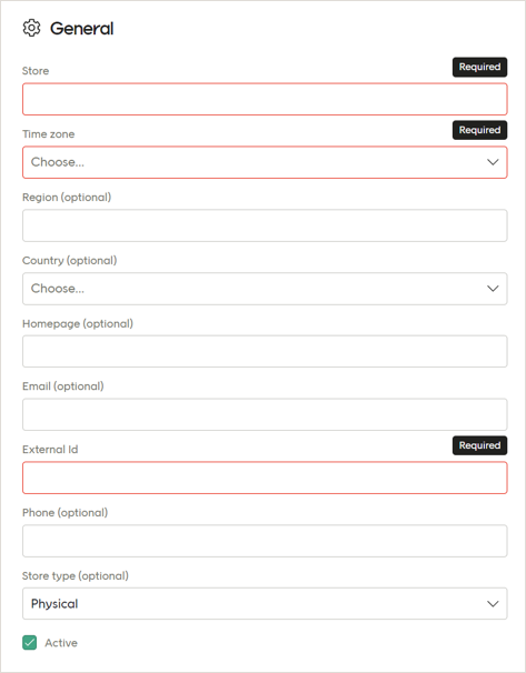 Store administration dialog
