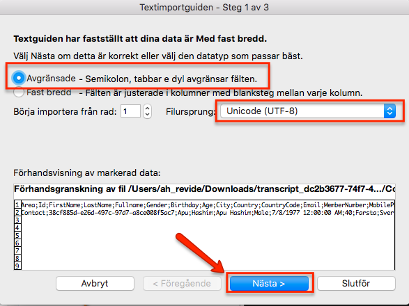 Settings for Unicode UTF-8