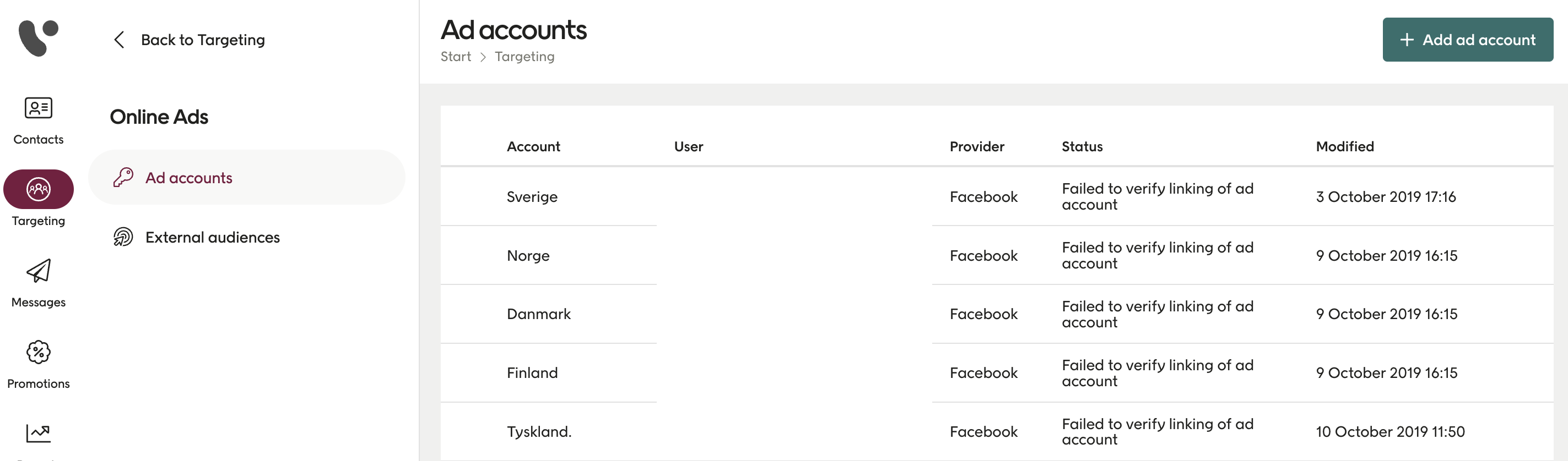 Ad accounts screenshot