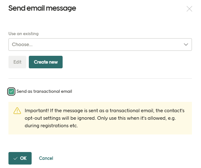 Screenshot Transactional Email example