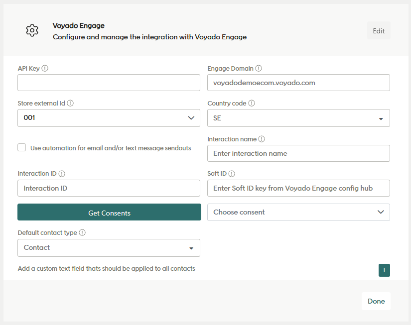 Configure the integration with Voyado Engage
