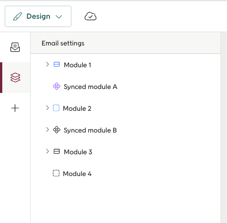 Module in email design area in Engage