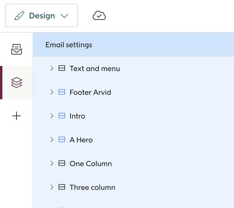 Email settings example