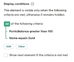 Display conditions criteria