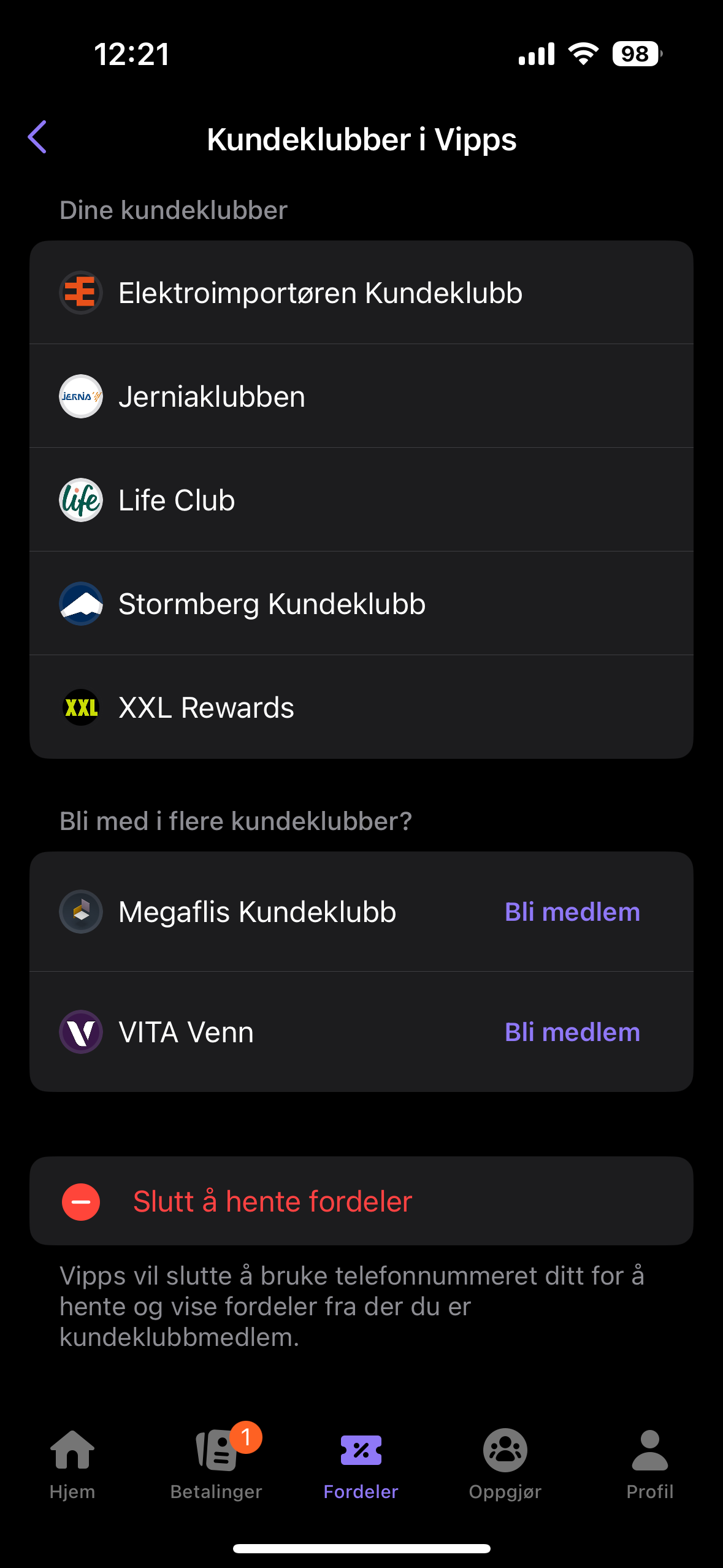 Loyalty clubs in Vipps