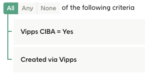 Vipps CIBA = yes and Created via Vipps