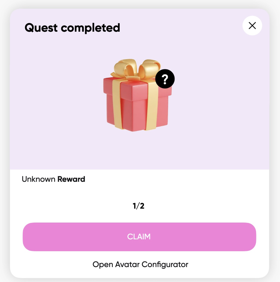 Gamification: quest completed screenshot