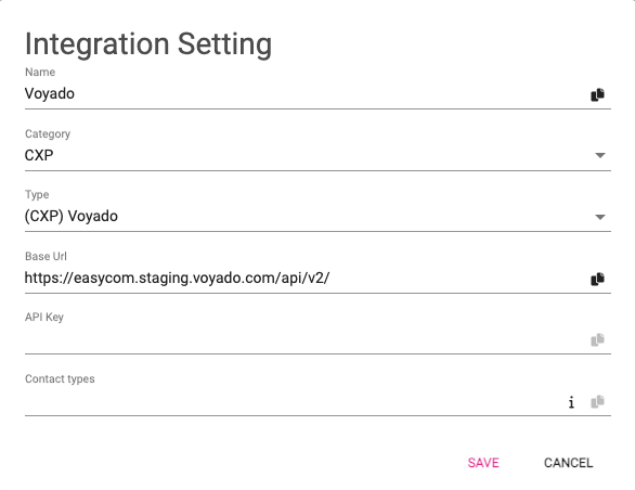 Integration settings for Engage in Inretrn