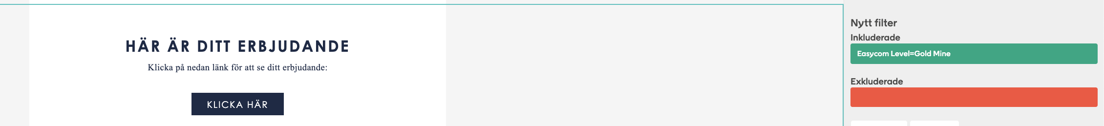 Filter modules in the email editor