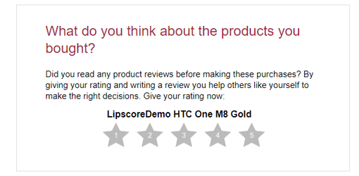 Product review email screenshot