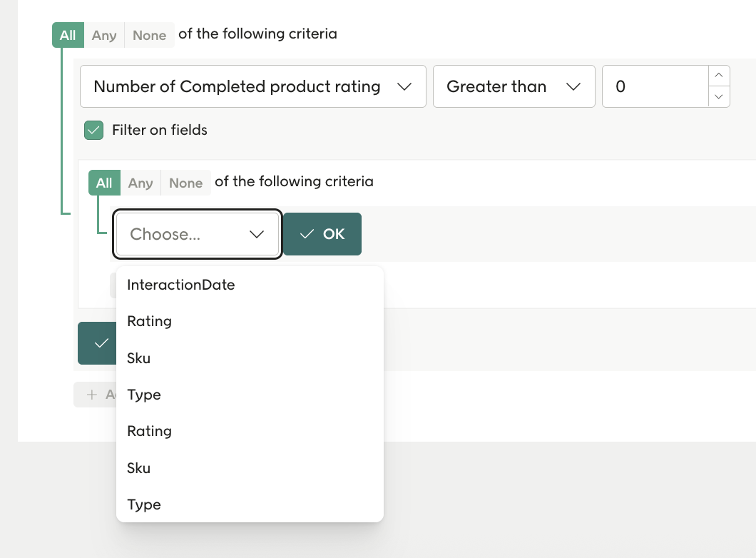 Filter on specific fields