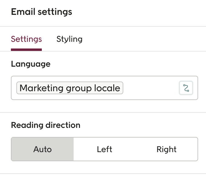 Language specific email settings