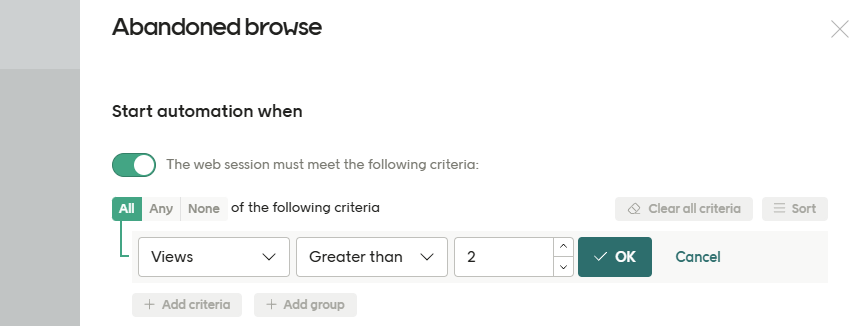 Abandoned browse settings