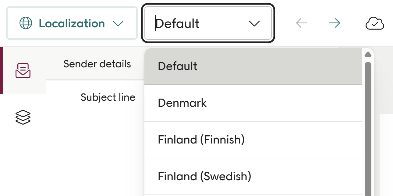 Regional variants dialog