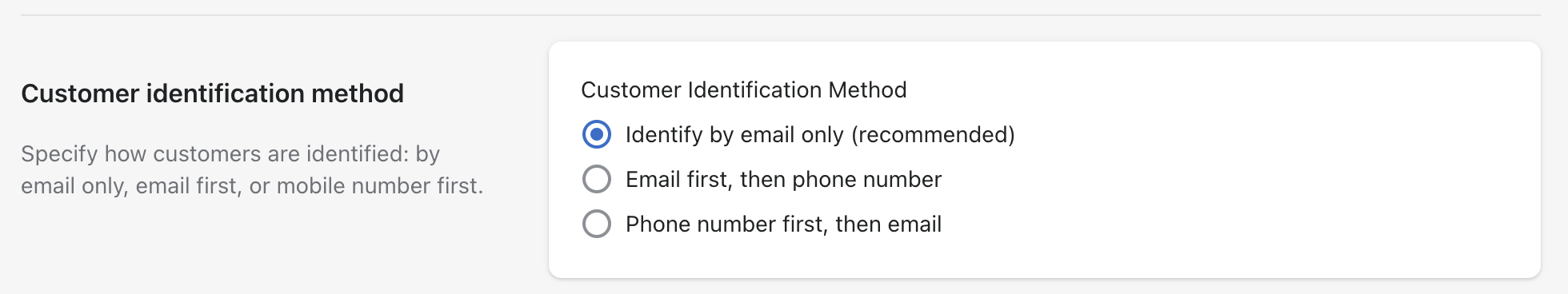 Customer identification dialog in Shopify