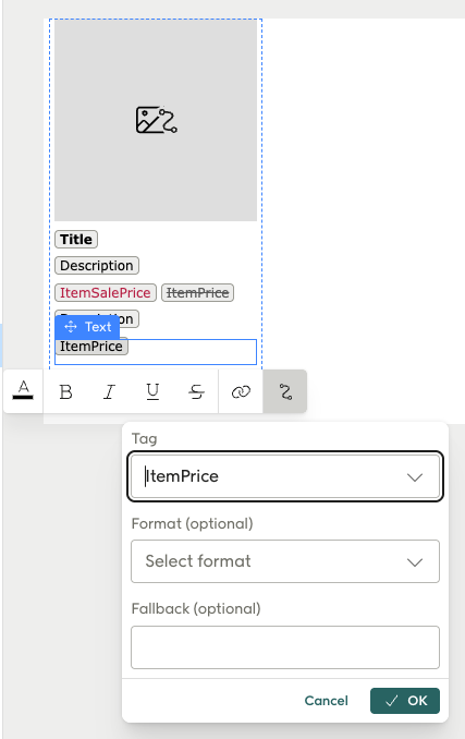 Data selection dialog