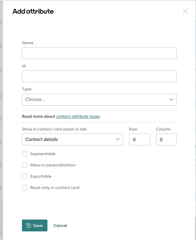 Screenshot of Add attribute dialog